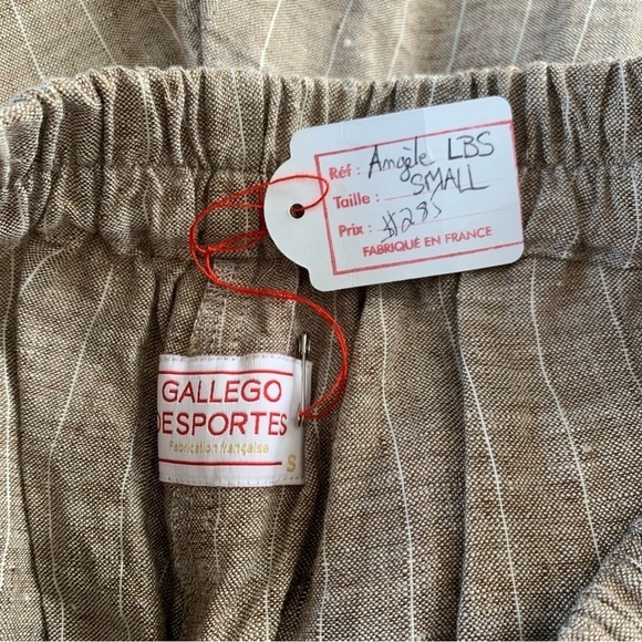 Gallego Desportes | Tapered Trouser in Natural Pinstripe - Linen Pants - Picture 9 of 10